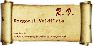 Rozgonyi Valéria névjegykártya